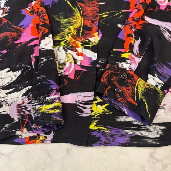 Alice + Olivia Moonstruck Silk Blouse Button Front Top M NWT - Picture 5 of 15